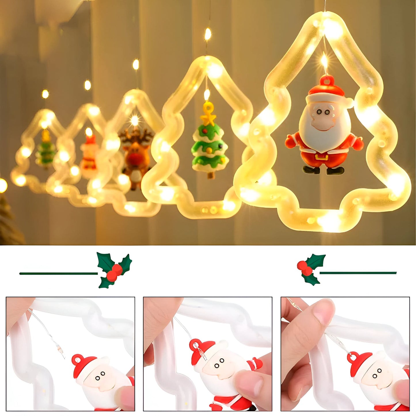 Cascada Luces LED Navidad X3 Metros (Figuras Navideñas)