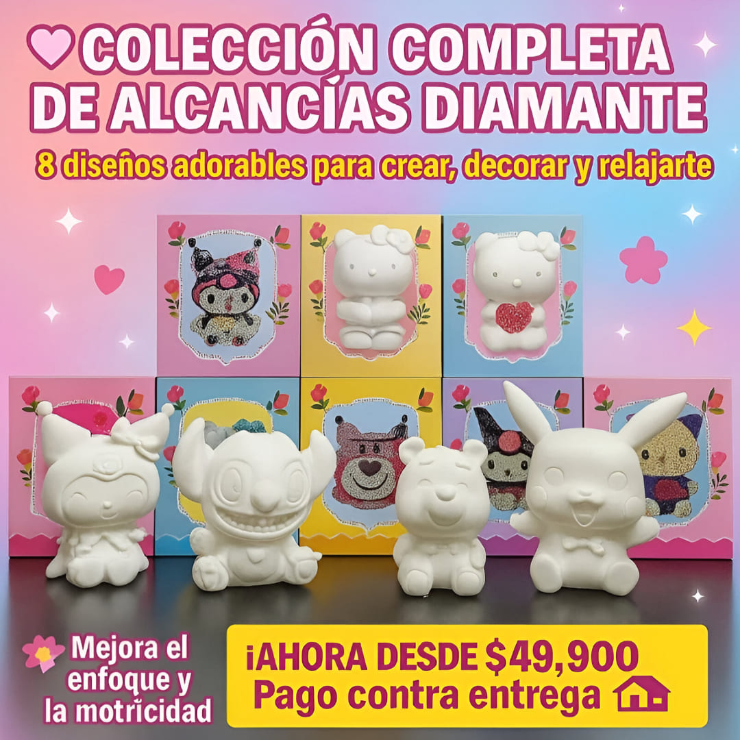 Alcancia Kawaii con Diamantes 3D