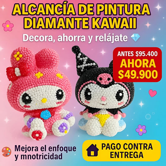 Alcancia Kawaii con Diamantes 3D