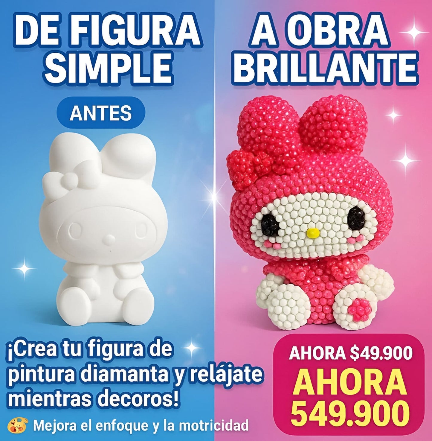 Alcancia Kawaii con Diamantes 3D